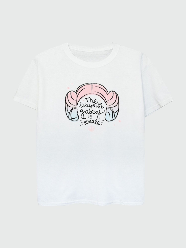 Brands In White 100% Cotton Star Wars Princess Leia Future Of The Galaxy Girls T-Shirt - Image 2 of 3