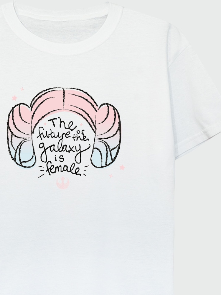 Brands In White 100% Cotton Star Wars Princess Leia Future Of The Galaxy Girls T-Shirt - Image 3 of 3