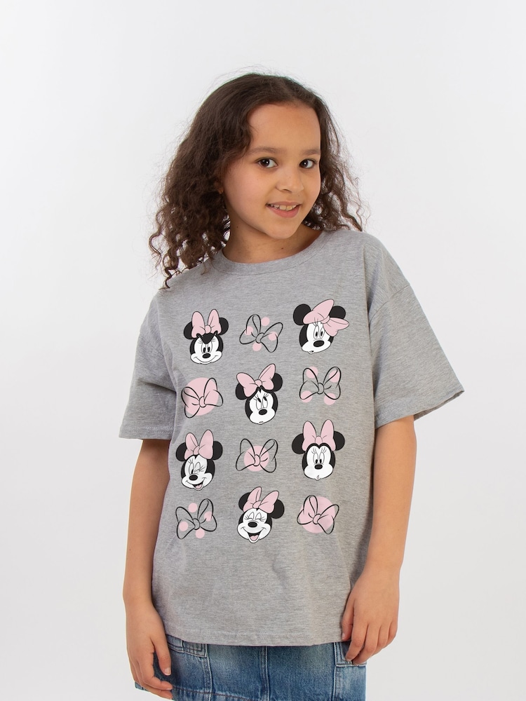 Brands In Grey Girls Minnie Mouse Multiple Heather 100% Cotton T-Shirt - Image 1 of 3