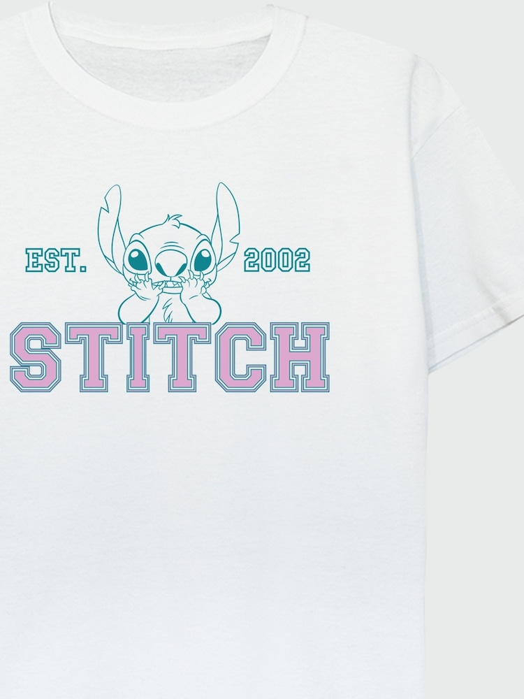 Brands In White 100% Cotton Lilo and Stitch Collegial Pastel Girls T-Shirt - Image 3 of 3