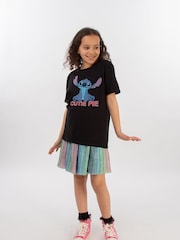 Brands In Black 100% Cotton Lilo & Stitch Cutie Pie Girls T-Shirt - Image 1 of 3