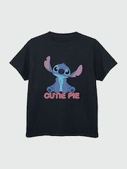 Brands In Black 100% Cotton Lilo & Stitch Cutie Pie Girls T-Shirt - Image 2 of 3