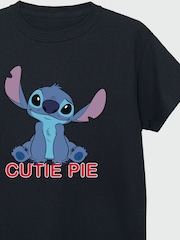 Brands In Black 100% Cotton Lilo & Stitch Cutie Pie Girls T-Shirt - Image 3 of 3
