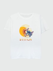 Brands In White 100% Cotton Lilo And Stitch Summer Wave Girls T-Shirt - Image 2 of 3