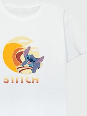 Brands In White 100% Cotton Lilo And Stitch Summer Wave Girls T-Shirt - Image 3 of 3