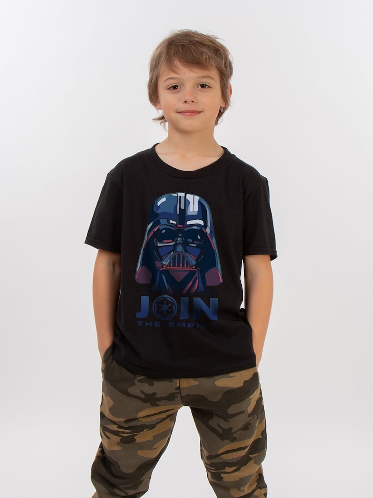 Brands In Black 100% Cotton Star Wars Vader Join The Empire Boys T-Shirt - Image 1 of 3