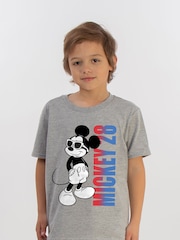 Brands In Grey Boys Mickey Mouse Gradient 100% Cotton Heather Disney T-Shirt - Image 1 of 3
