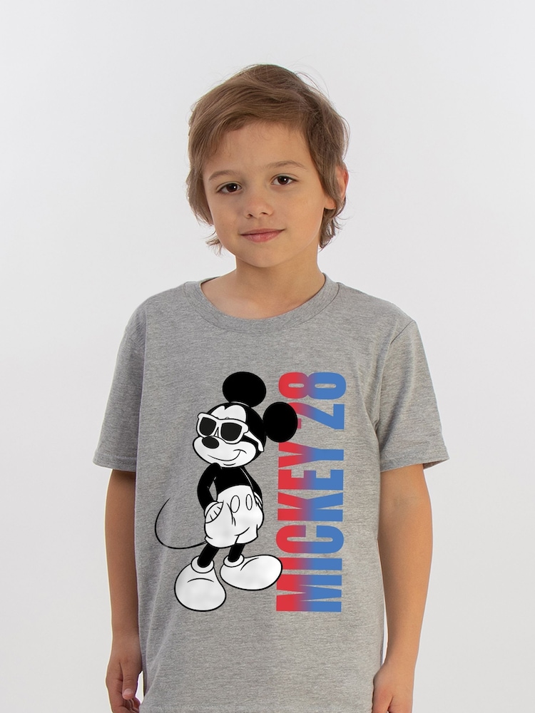 Brands In Grey Boys Mickey Mouse Gradient 100% Cotton Heather Disney T-Shirt - Image 1 of 3