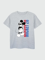 Brands In Grey Boys Mickey Mouse Gradient 100% Cotton Heather Disney T-Shirt - Image 2 of 3