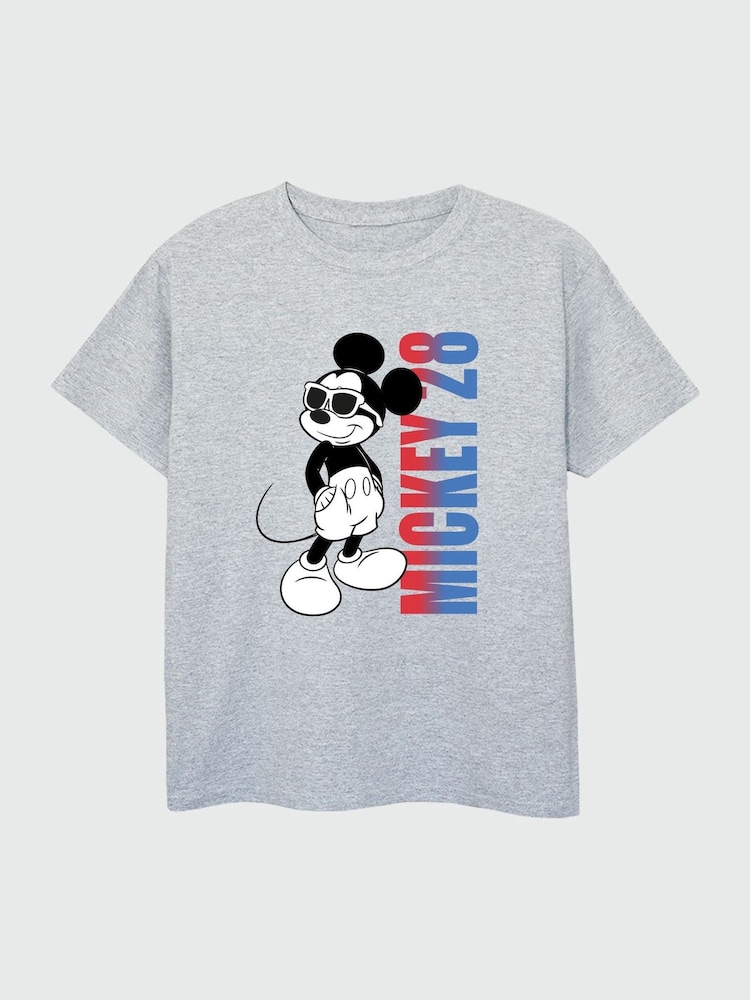 Brands In Grey Boys Mickey Mouse Gradient 100% Cotton Heather Disney T-Shirt - Image 2 of 3