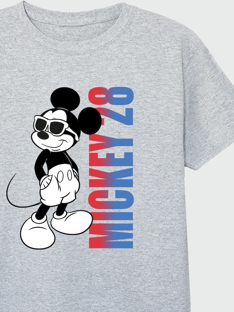 Brands In Grey Boys Mickey Mouse Gradient 100% Cotton Heather Disney T-Shirt - Image 3 of 3
