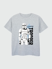 Brands In Grey 100% Cotton Star Wars Storm Trooper Boys Heather T-Shirt - Image 2 of 3