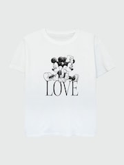 Brands In White 100% Cotton Minnie And Mickey Mouse Love Girls Disney T-Shirt - Image 2 of 3