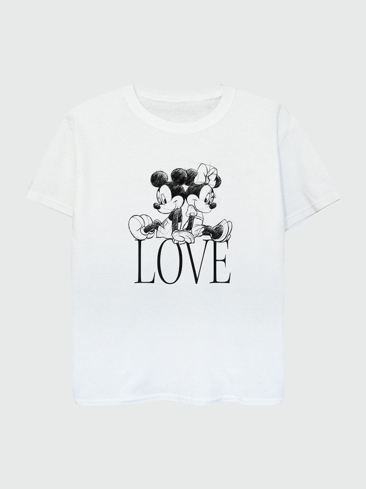 Brands In White 100% Cotton Minnie And Mickey Mouse Love Girls Disney T-Shirt - Image 2 of 3