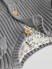 Grey Leopard Print Baby 100% Cotton Long Sleeve Top Knitted Waistcoat and Leggings Set 3 Piece (0mths-2yrs) - Image 14 of 17