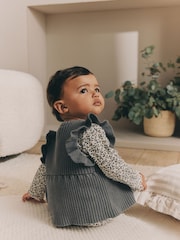 Grey Leopard Print Baby 100% Cotton Long Sleeve Top Knitted Waistcoat and Leggings Set 3 Piece (0mths-2yrs) - Image 3 of 17