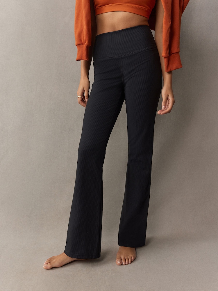self. Black Rib Wide Leggings - Image 2 of 6