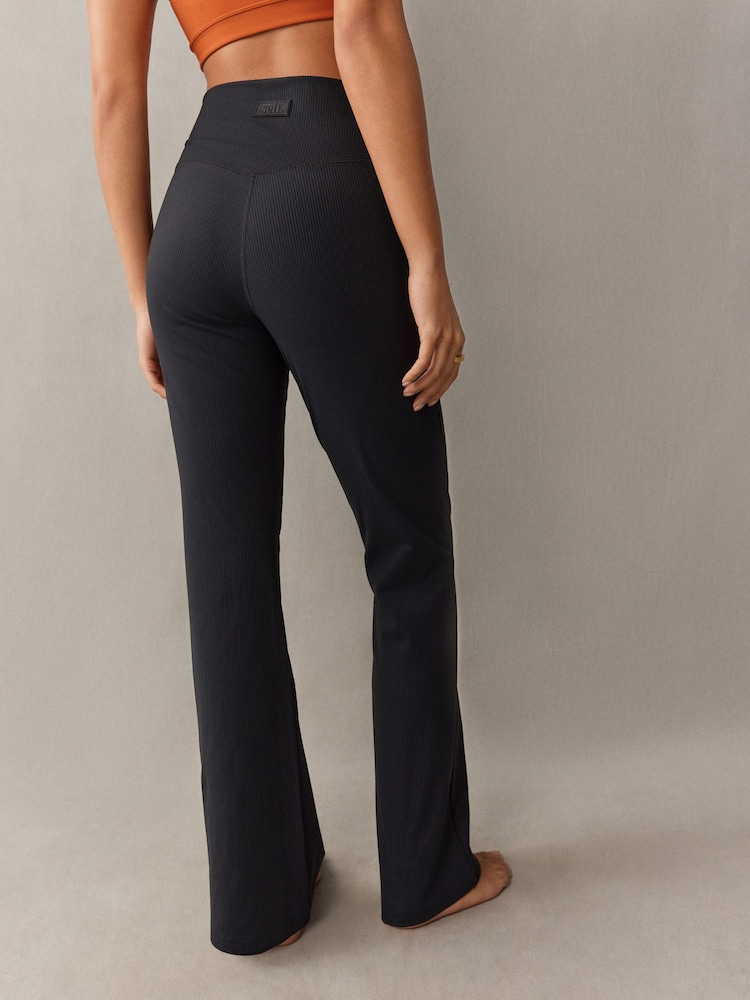 self. Black Rib Wide Leggings - Image 3 of 6