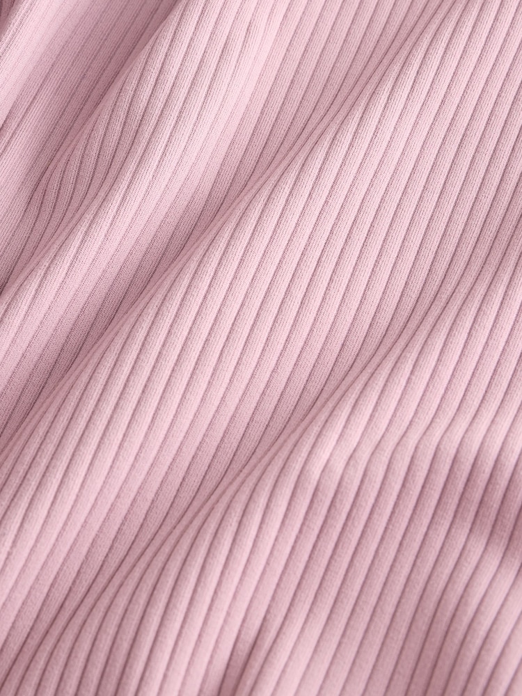 self. Mauve Pink Rib Wide Leggings - Image 8 of 8