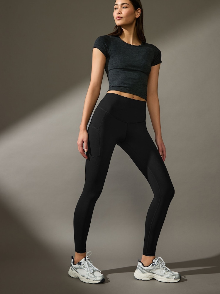 Black with Pocket Active Sports Dry Tech Sculpting Leggings with Pockets - Image 1 of 8