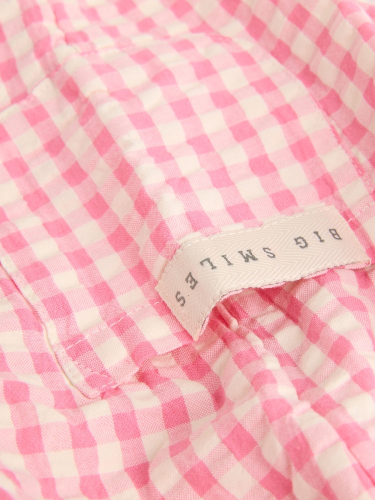 Green/Pink Gingham Baby Sweat Jumper and Woven Trousers Set - Image 10 of 10