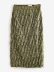 Green Sparkle Fringe Maxi Skirt - Image 6 of 8