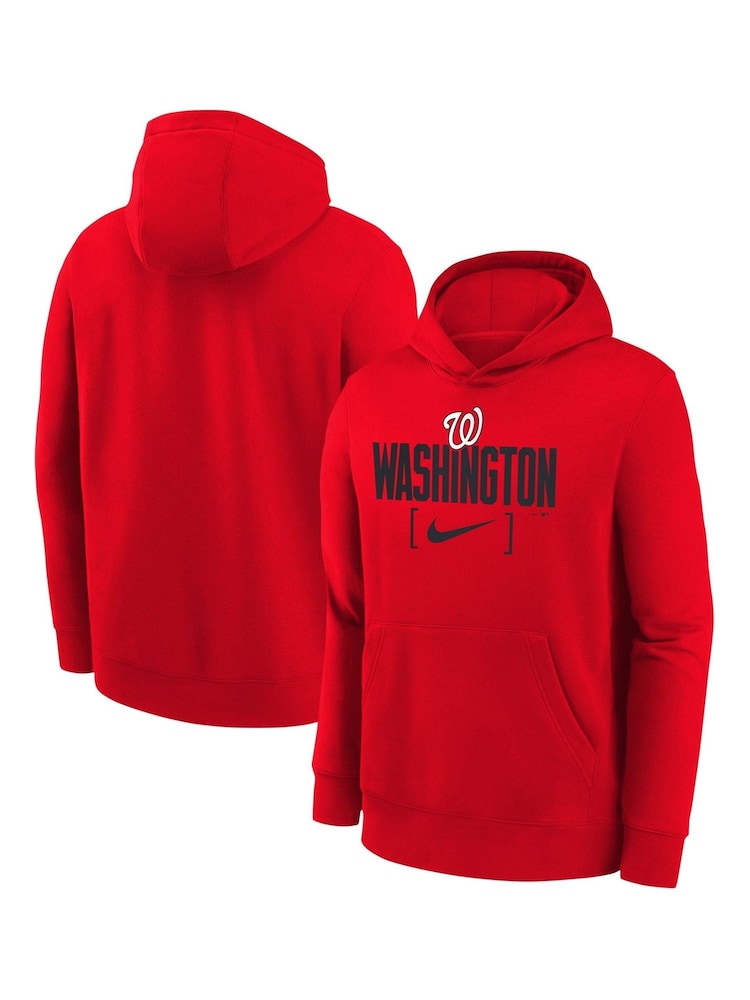 Fanatics Red Washington Nationals Club Fleece Club Stack Youth Hoodie - Image 1 of 3
