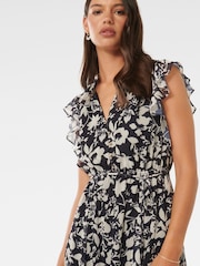 Forever New Black Maxine Ruffle Sleeves Midi Dress - Image 2 of 4
