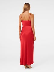 Roșu - Rochie lungă Forever New Lucy Satin cu guler șal - Image 4 of 4
