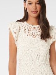 Forever New White Lilly Lace 100% Cotton Midi Dress - Image 3 of 4