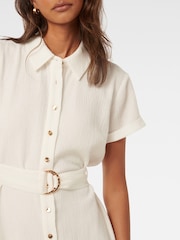 Forever New White Briley Petite Textured Shirt Dress - Image 2 of 4