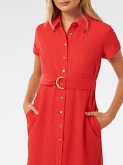 Forever New Red Briley Textured Shirt Dress - Image 2 of 4