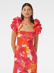 Forever New Orange Pure Linen Mackenzie Ruffle Sleeves Mini Dress - Image 2 of 5