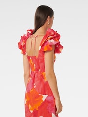 Forever New Orange Pure Linen Mackenzie Ruffle Sleeves Mini Dress - Image 5 of 5