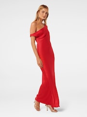 Forever New Red Blake Satin Tipped Shoulder Maxi Dress - Image 3 of 4