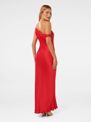 Forever New Red Blake Satin Tipped Shoulder Maxi Dress - Image 4 of 4