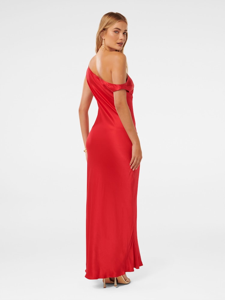 Forever New Red Blake Satin Tipped Shoulder Maxi Dress - Image 4 of 4