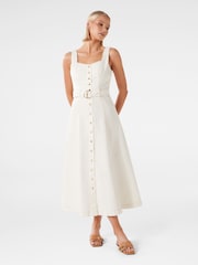 Forever New White Maja 100% Cotton Denim Dress - Image 1 of 4