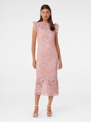 Forever New Pink Lilly Lace 100% Cotton Midi Dress - Image 1 of 4