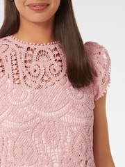 Forever New Pink Lilly Lace 100% Cotton Midi Dress - Image 2 of 4