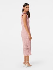 Forever New Pink Lilly Lace 100% Cotton Midi Dress - Image 4 of 4