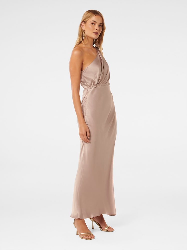 Forever New Nude Emily Petite One Shoulder Maxi Dress - Image 3 of 4