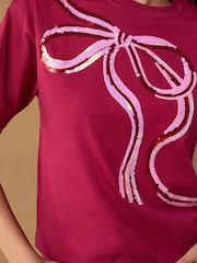 Red Bow Christmas Short Sleeve 100% Cotton T-Shirt - Image 5 of 9
