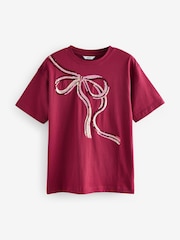Red Bow Christmas Short Sleeve 100% Cotton T-Shirt - Image 6 of 9