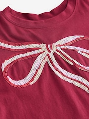Red Bow Christmas Short Sleeve 100% Cotton T-Shirt - Image 7 of 9