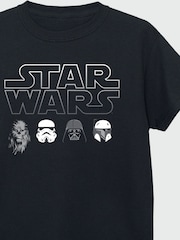 Brands In Black 100% Cotton Star Wars Character Heads Boys T-Shirt - Image 3 of 3