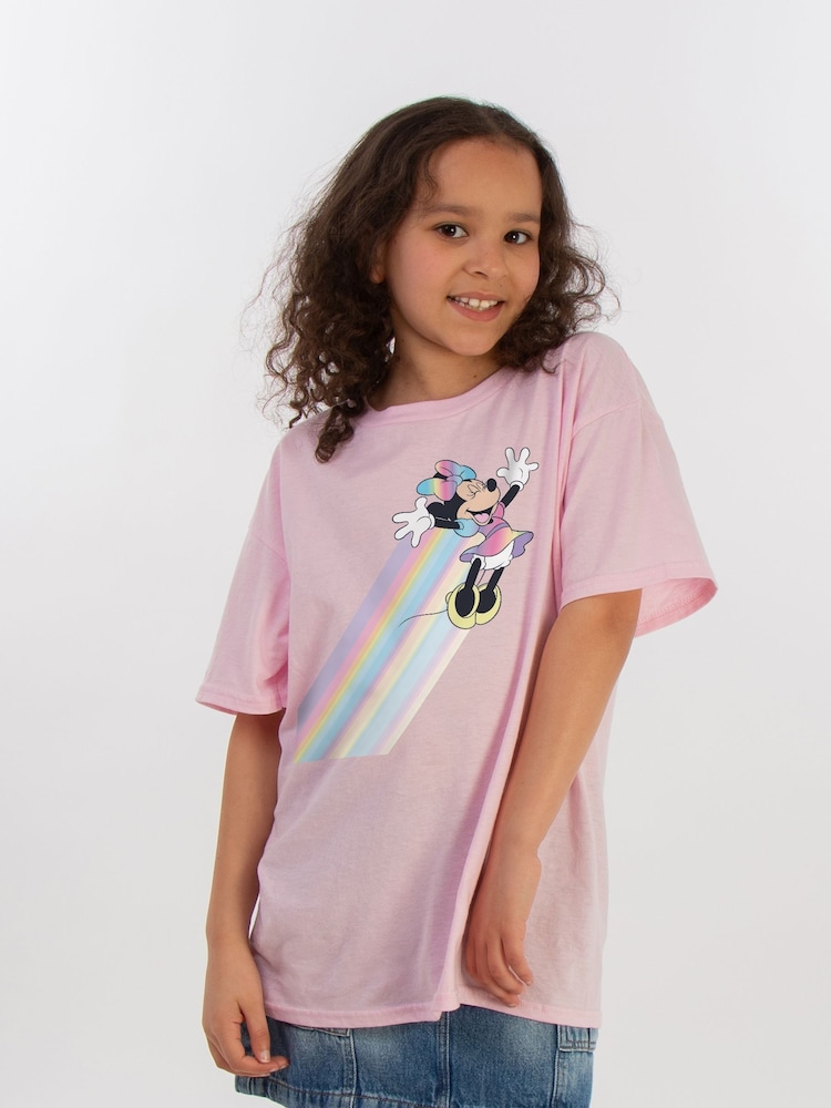 Brands In Pink 100% Cotton Minnie Mouse Whoosh Girls T-Shirt - Image 1 of 3