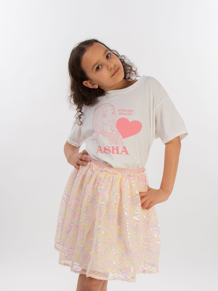 Brands In White 100% Cotton Wish Strong Heart Asha Girls T-Shirt - Image 1 of 3