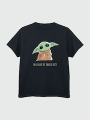 Brands In Black 100% Cotton Girls Star Wars The Mandalorian Grogu Snacks T-Shirt - Image 2 of 3