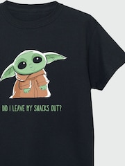 Brands In Black 100% Cotton Girls Star Wars The Mandalorian Grogu Snacks T-Shirt - Image 3 of 3